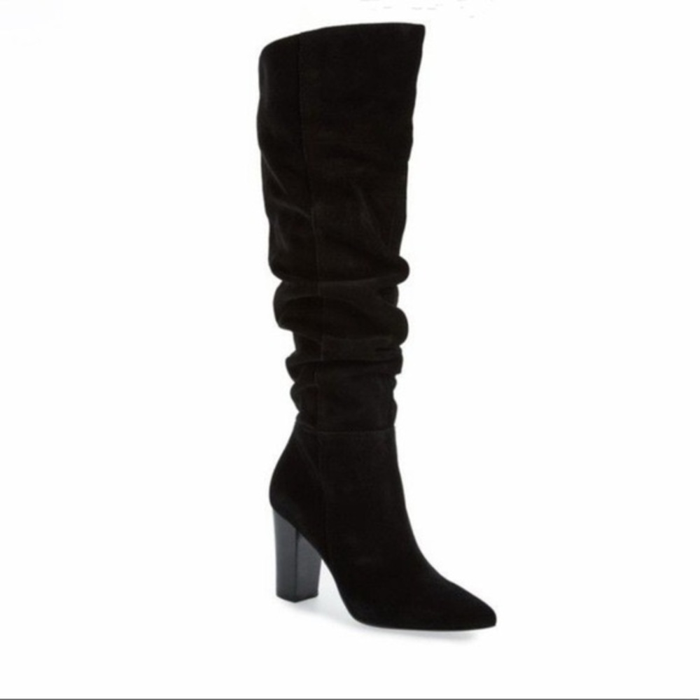 TREASURE & BOND x SOMETHING NAVY | Black Suede Slouch Boots